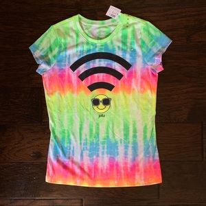 NWT JUSTICE WiFi Emoji Tie-Dyed Tee (Size 12)